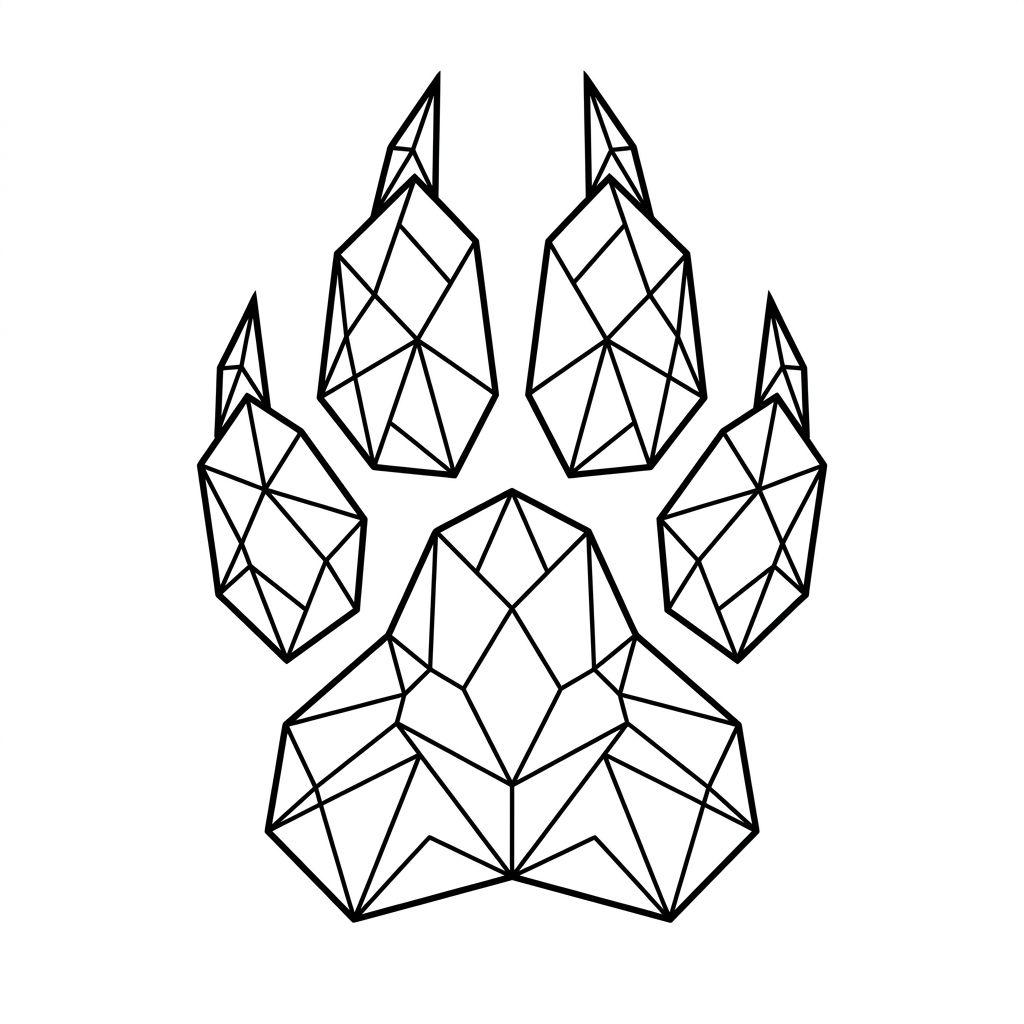 fuß-tattoo geometrische wolfspfote