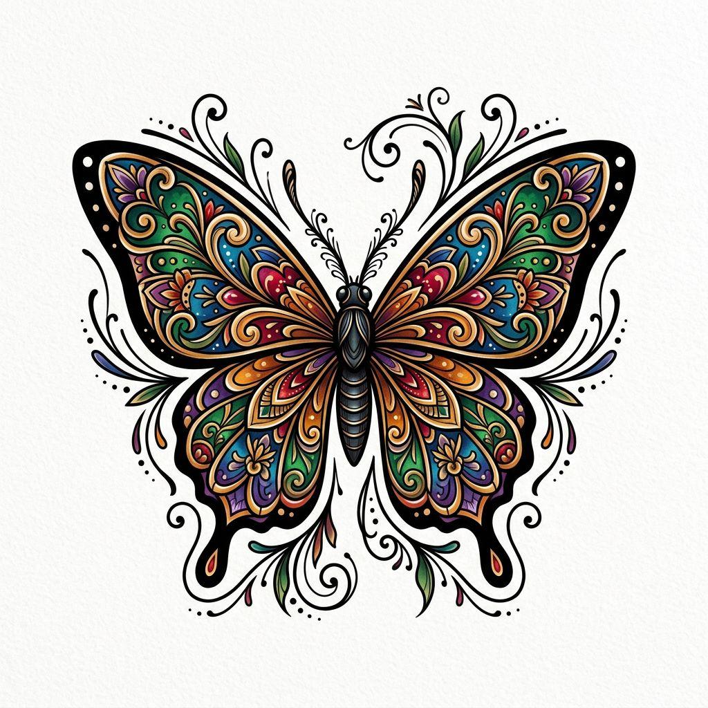 handgelenk-tattoo neo-traditional schmetterling