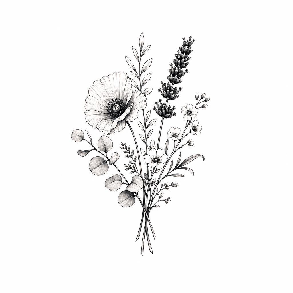 handgelenk-tattoo florale premium-komposition