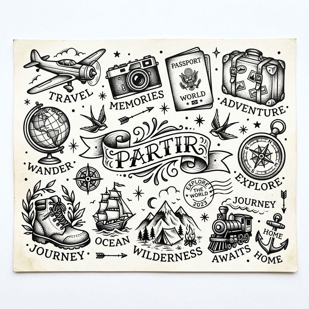 reise-tattoo patchwork reise flash