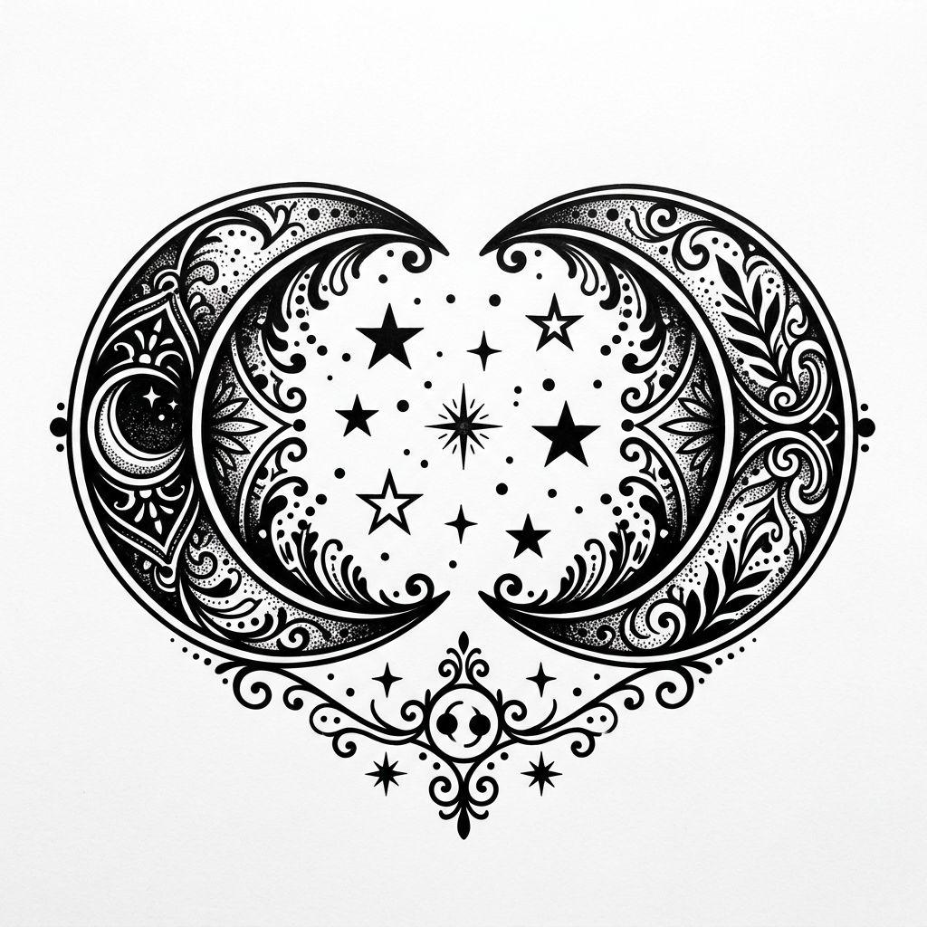 schwester-tattoo zwei monde blackwork