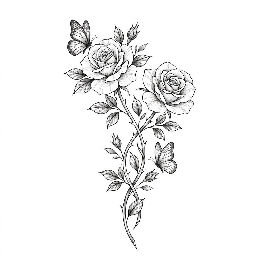 schwester-tattoo verschlungene rosen floral