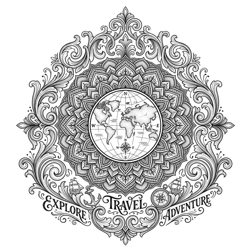 idée tatouage voyage mandala carte du monde