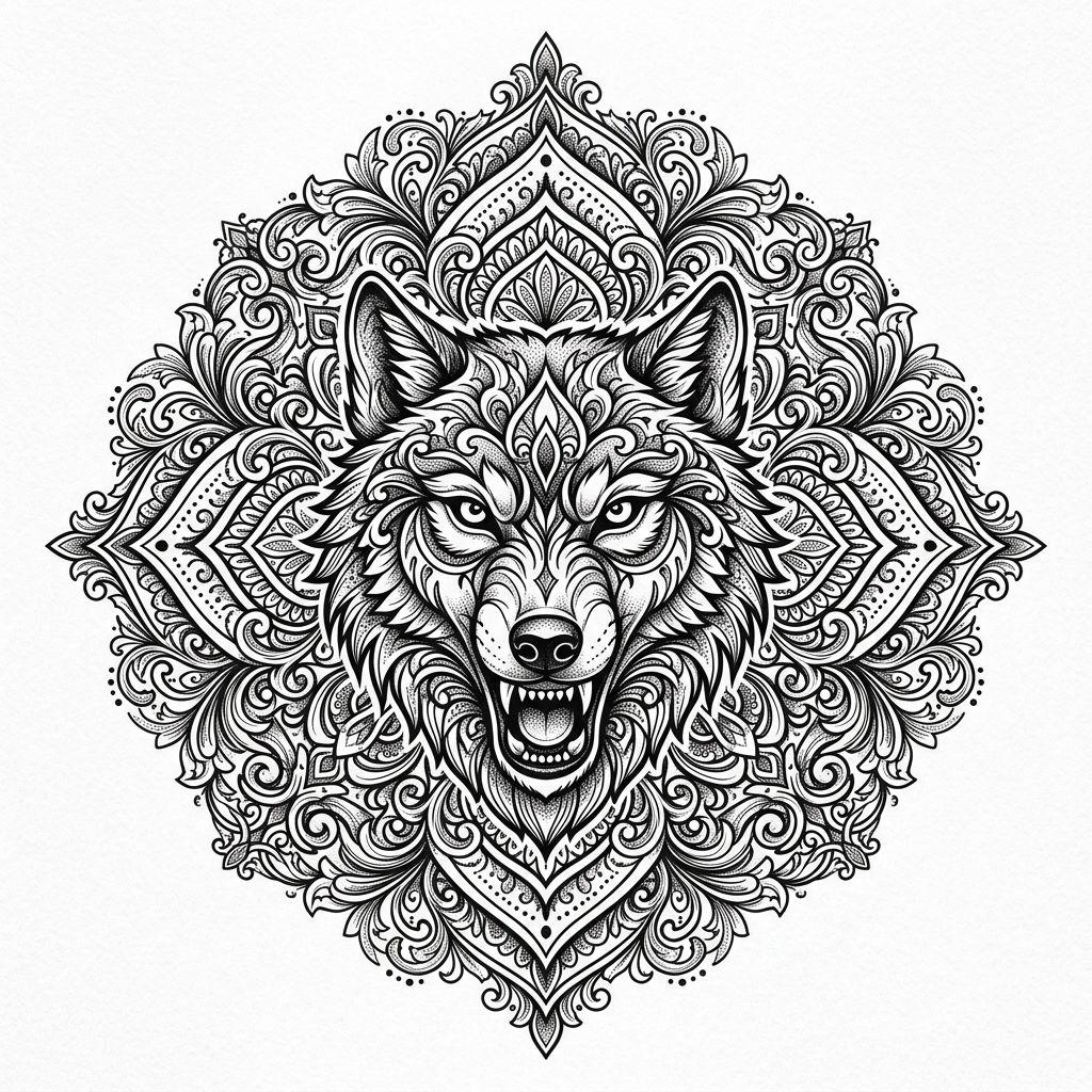 wolf-tattoo ornamentales wolf-mandala