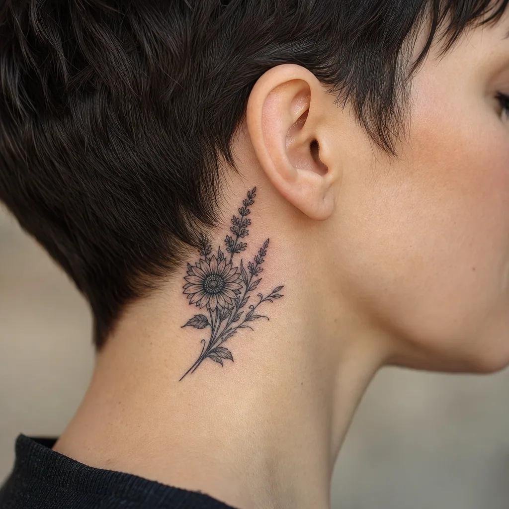beste freundin-tattoo sonnenblume und lavendel
