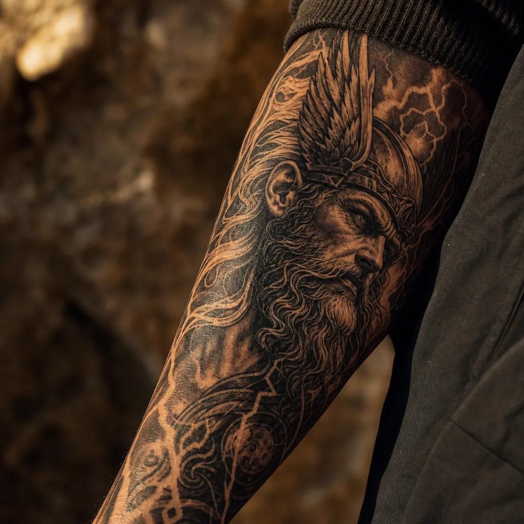 idée tatouage bras homme thor mythologique