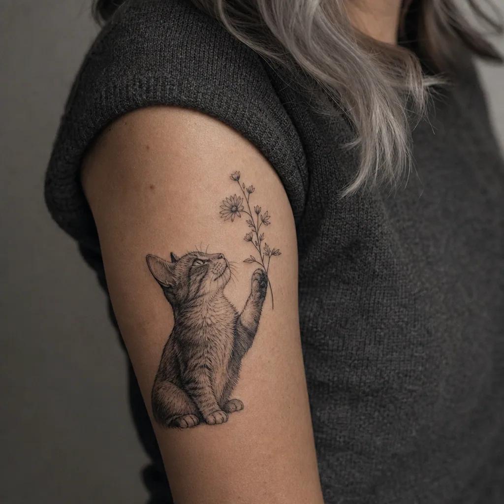 idée tatouage chat compagnon eternel premium