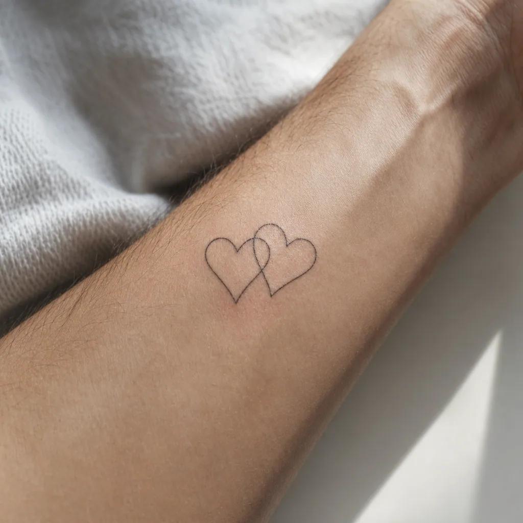 idée tatouage commun cœurs minimalistes assortis
