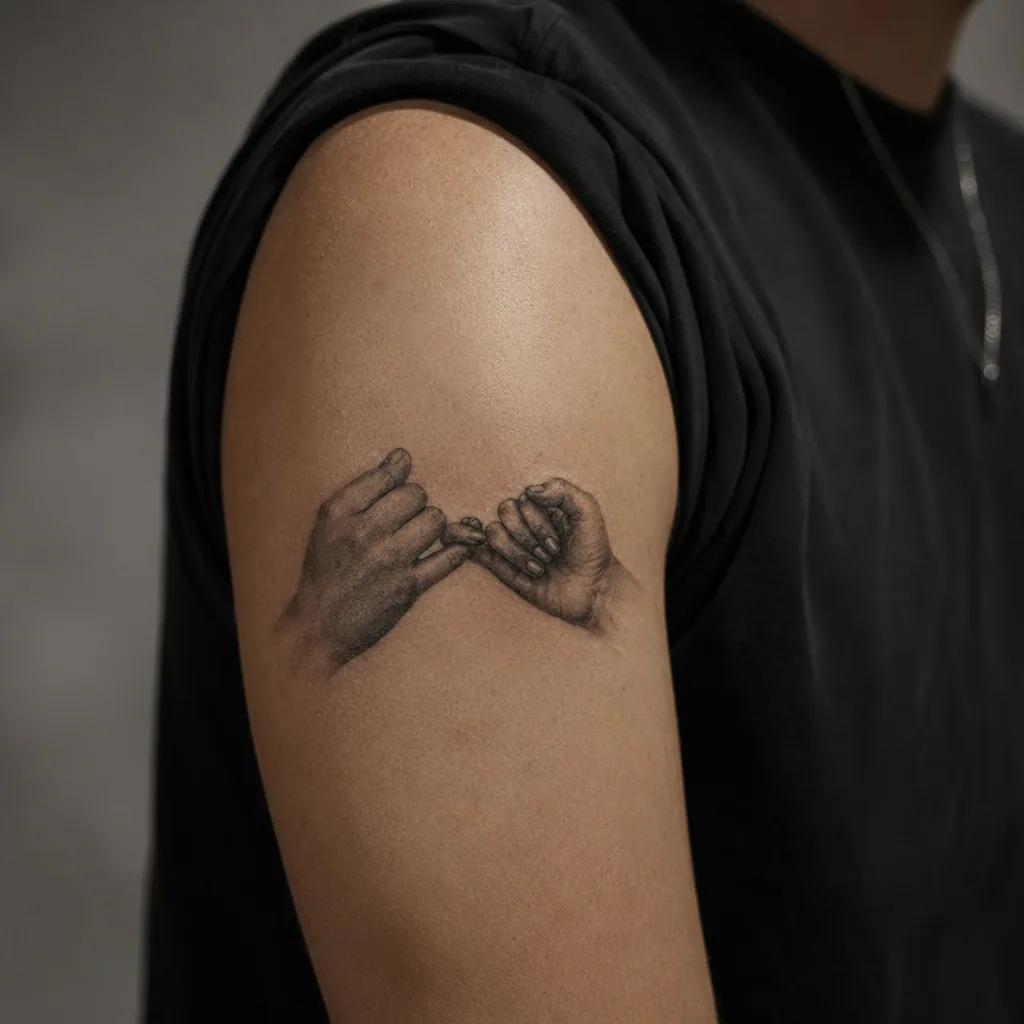 idée tatouage commun mains réalistes pinky promise