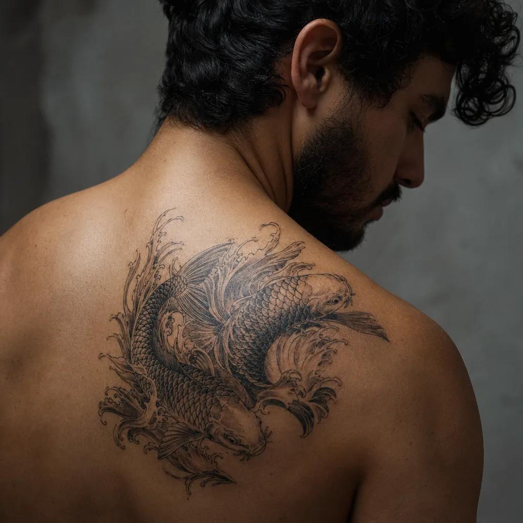 idée tatouage commun carpes koï japonais