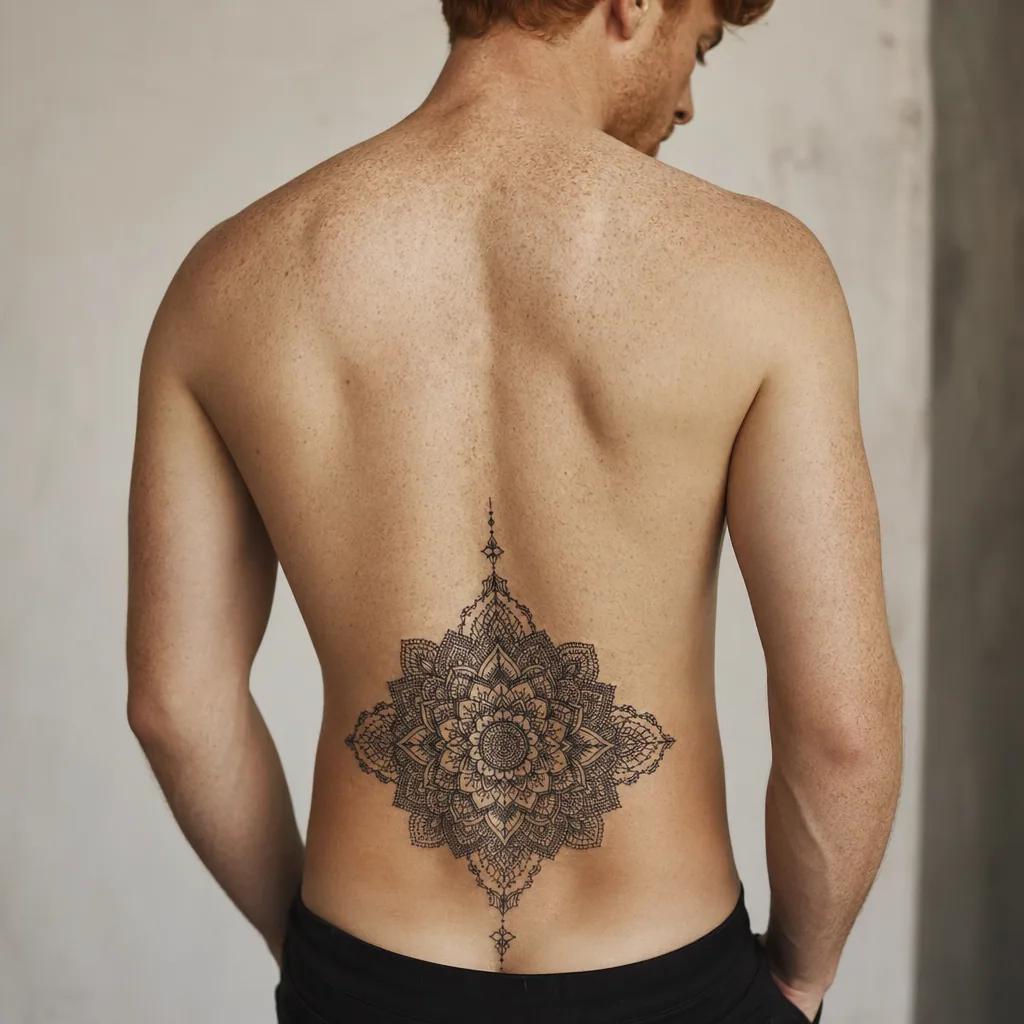 idée tatouage dos mandala lace ornemental