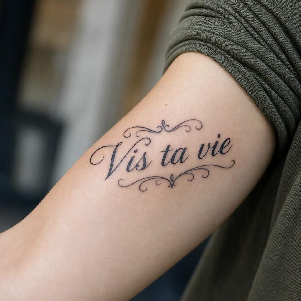 idée tatouage écriture calligraphie ornée à fioritures