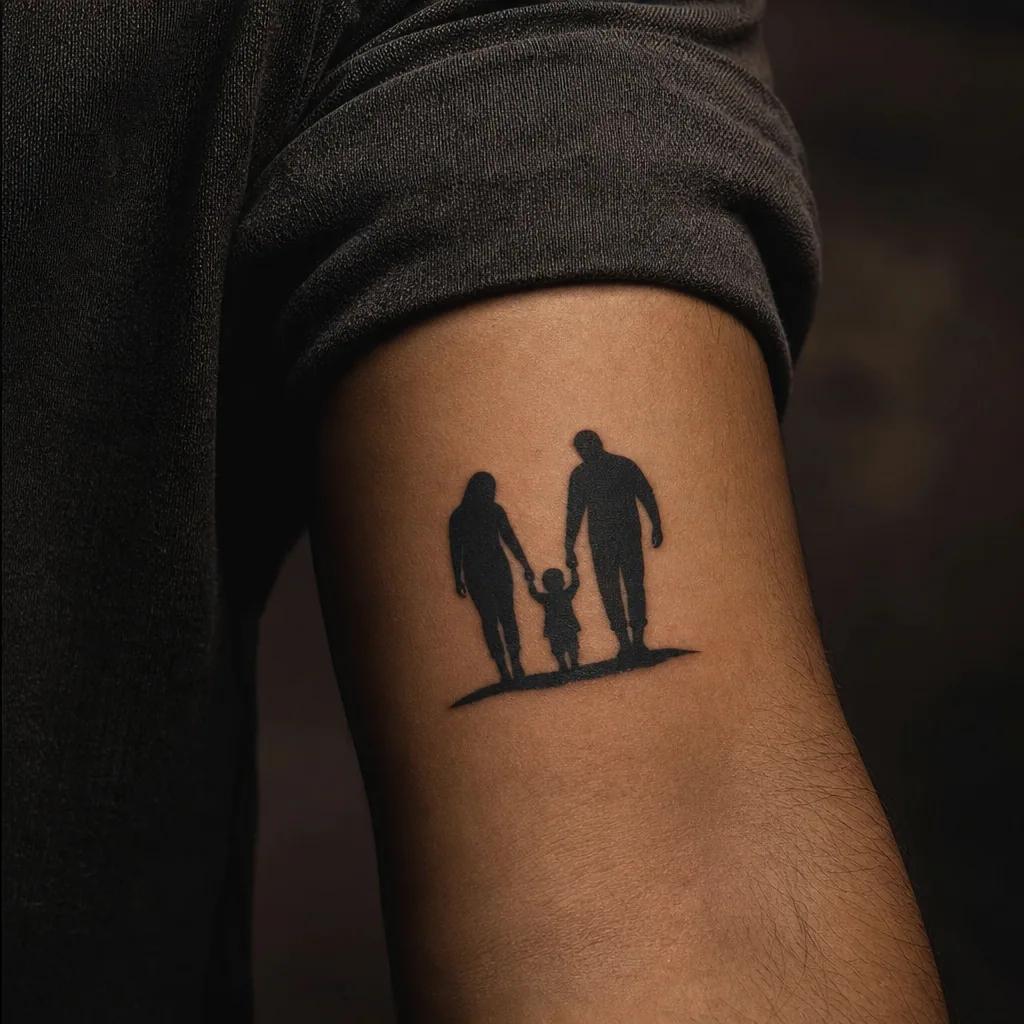 eltern-tattoo silhouetten blackwork