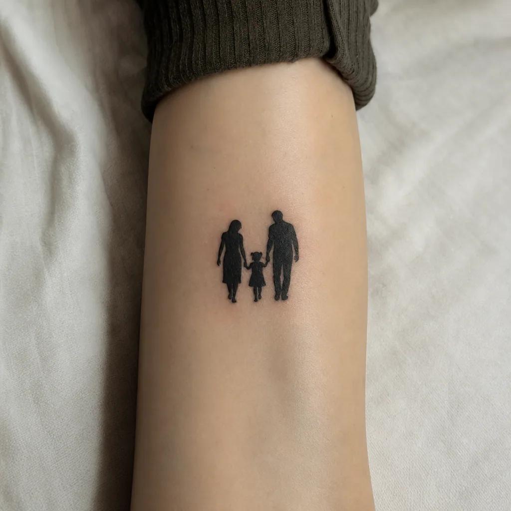 eltern-tattoo silhouetten blackwork
