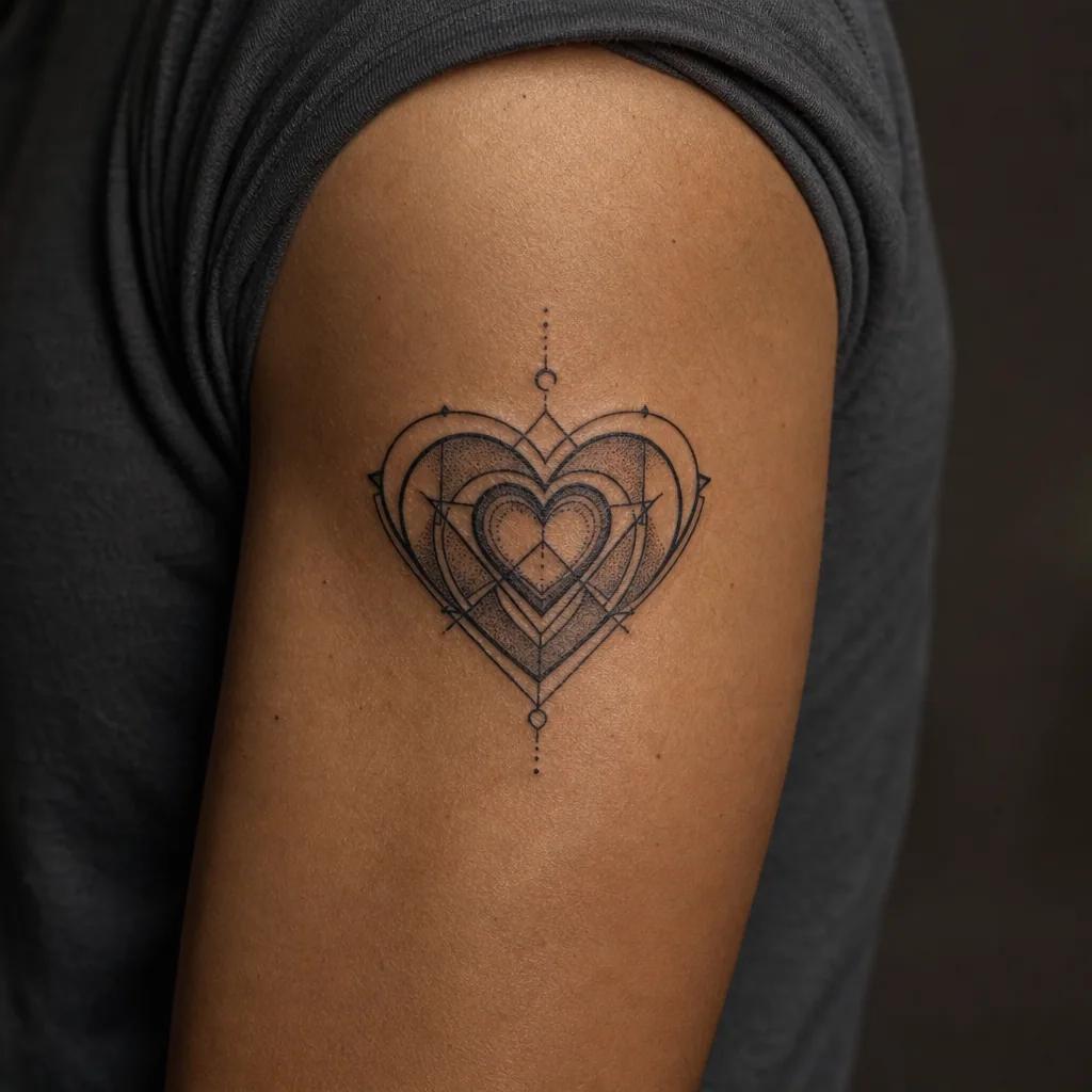eltern-tattoo verschlungene herzen geometrisch