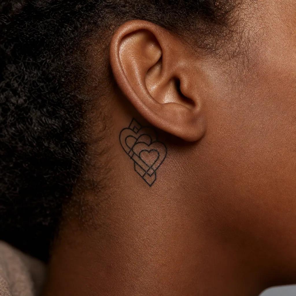eltern-tattoo verschlungene herzen geometrisch