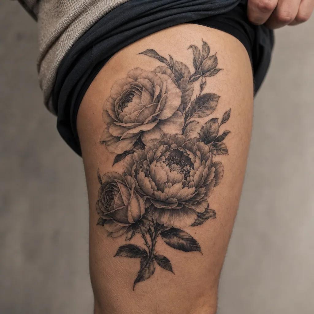 idée tatouage emplacement cuisse réaliste
