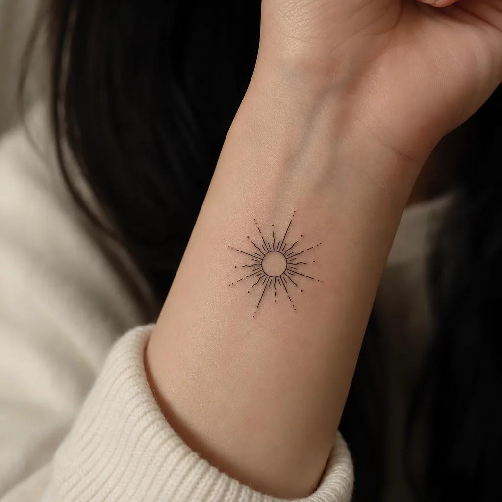 idée tatouage femme discret soleil symbolique épuré