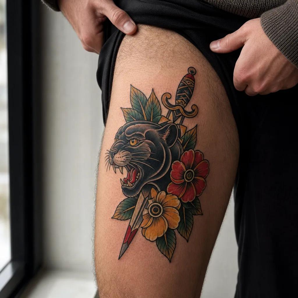 idée tatouage flash flash néo-traditionnel coloré