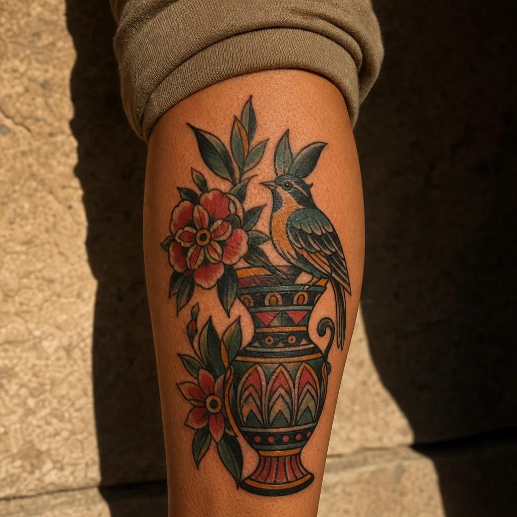 idée tatouage flash flash néo-traditionnel coloré