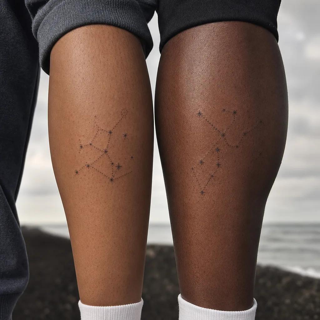 idée tatouage frère et sœur constellations dotwork