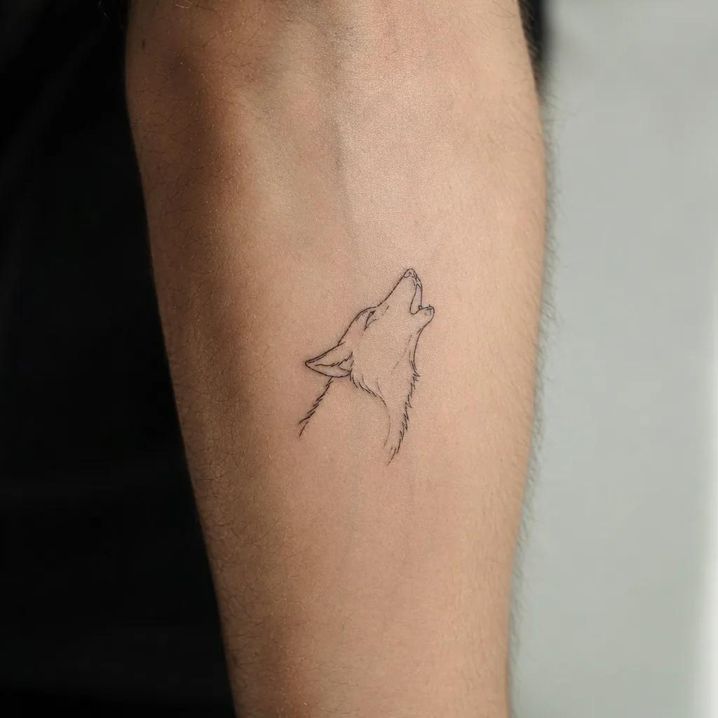 idée tatouage homme loup minimaliste