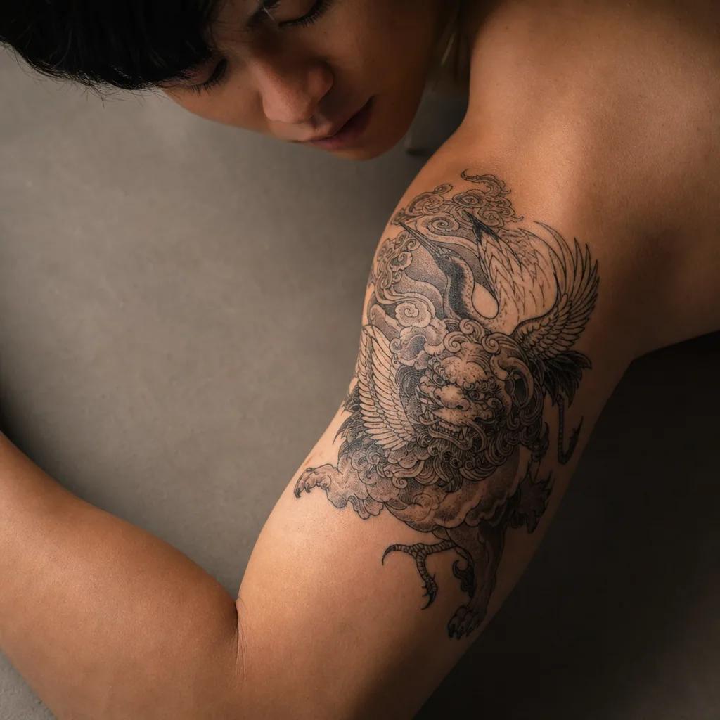 löwe-tattoo ornamentaler löwen-schädel