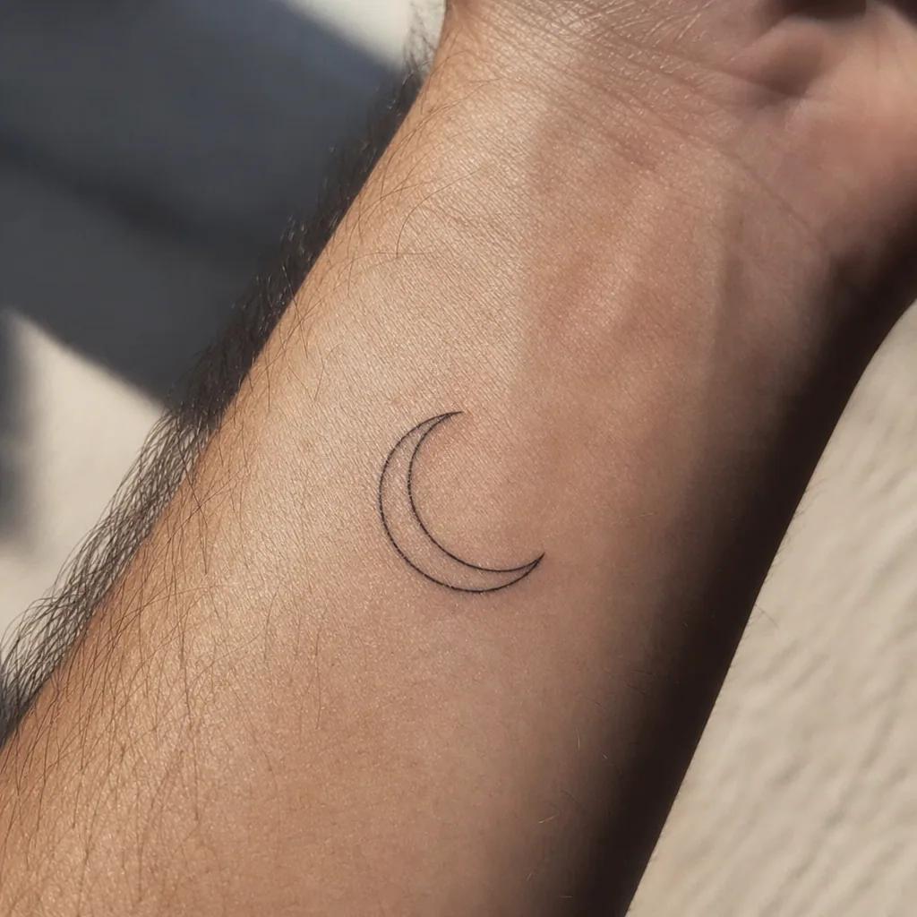 idée tatouage lune croissant lune minimaliste