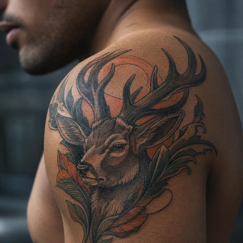 mann-tattoo neo-traditional hirsch