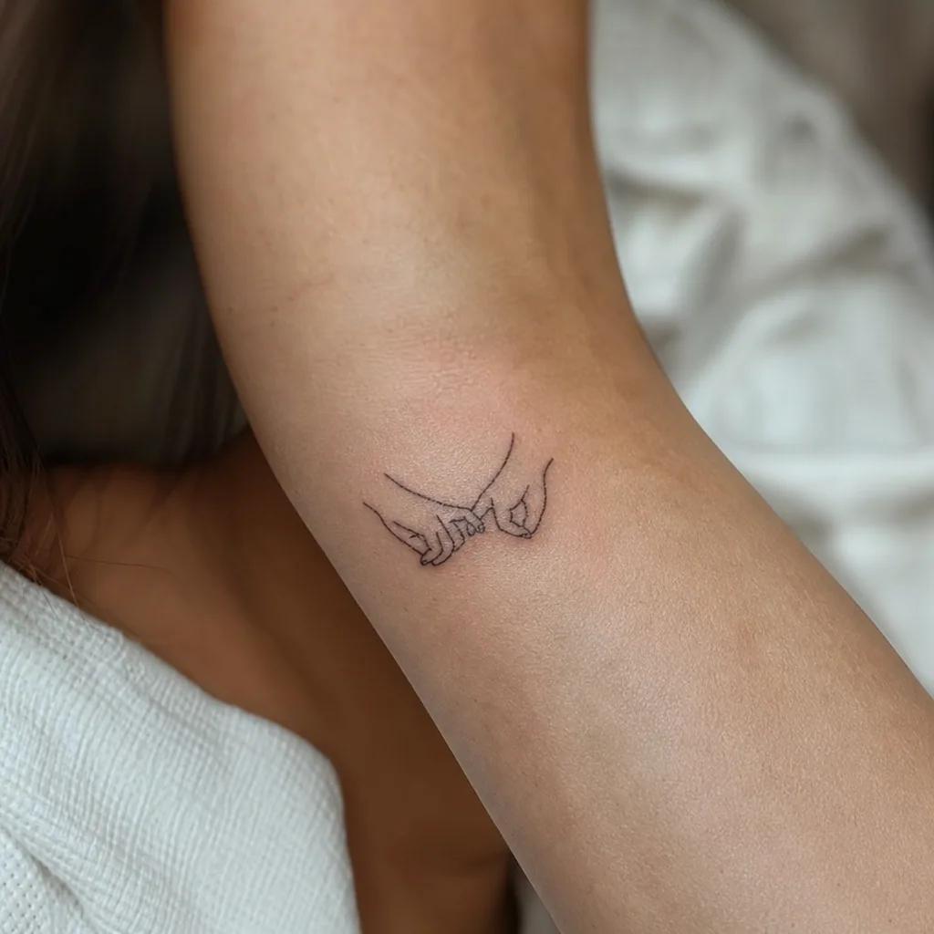 idée tatouage meilleure amie deux pinkys liés single-line
