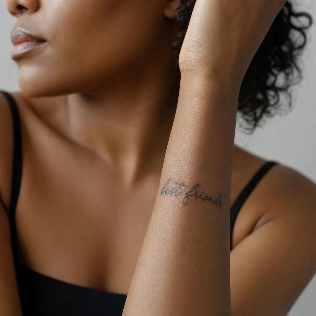 idée tatouage meilleure amie lettrage 'best friends' cursive