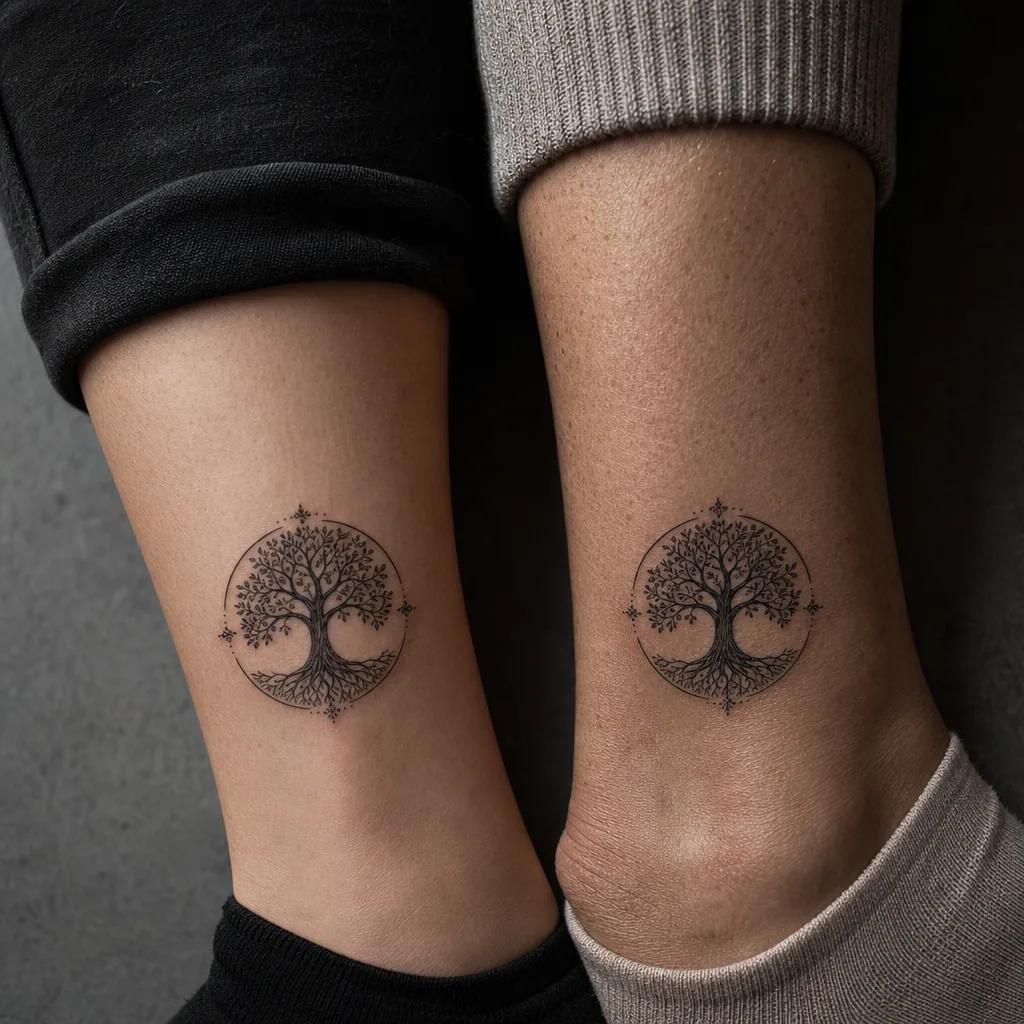 idée tatouage mère et fils arbre de vie spirituel