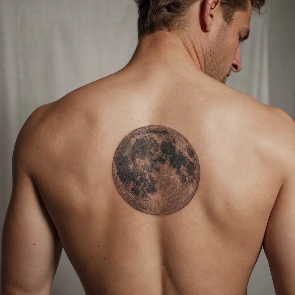 mond-tattoo vollmond realistisch mit kratern