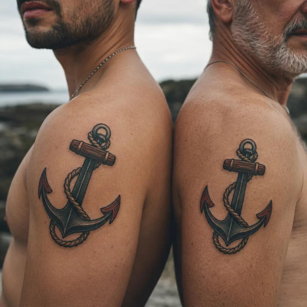 idée tatouage père et fils ancres 'mon fils' néo-traditionnel