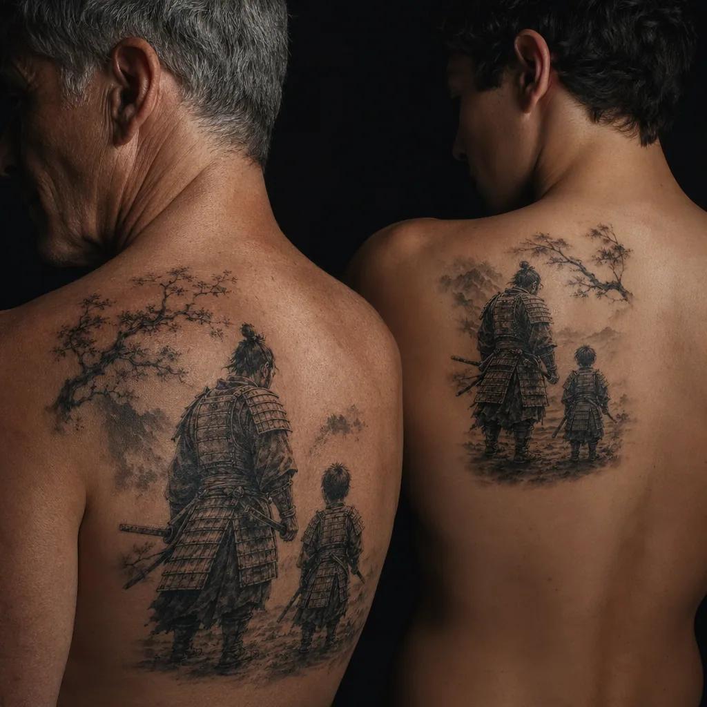 idée tatouage père et fils samouraïs japonais