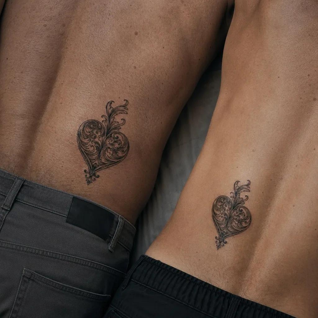 idée tatouage père et fils cœur ornemental 'fils'