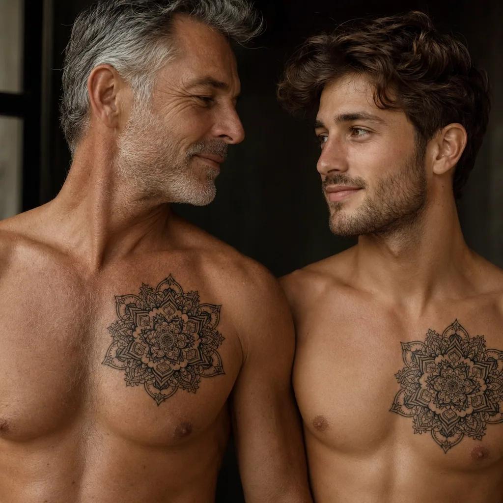 idée tatouage père et fils mandala p et f ornemental