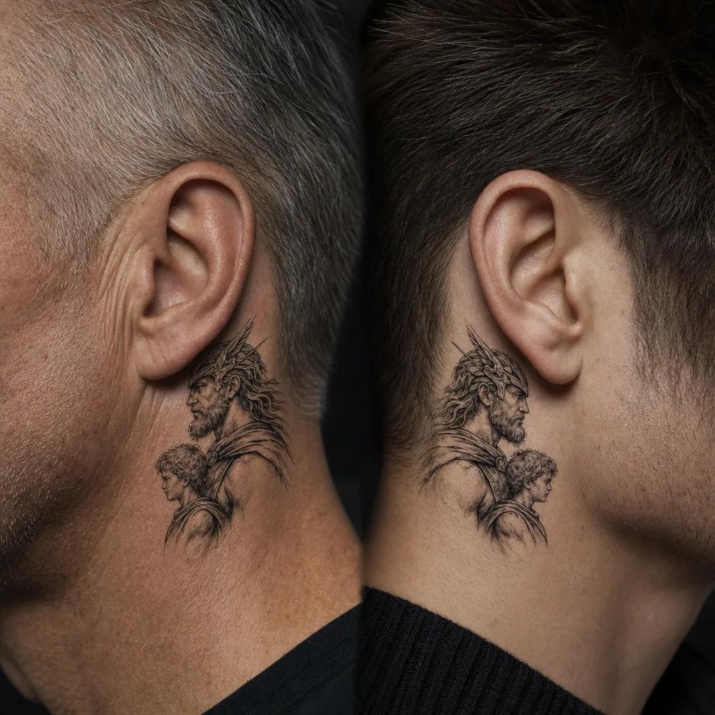 idée tatouage père et fils thor et son fils mythologique