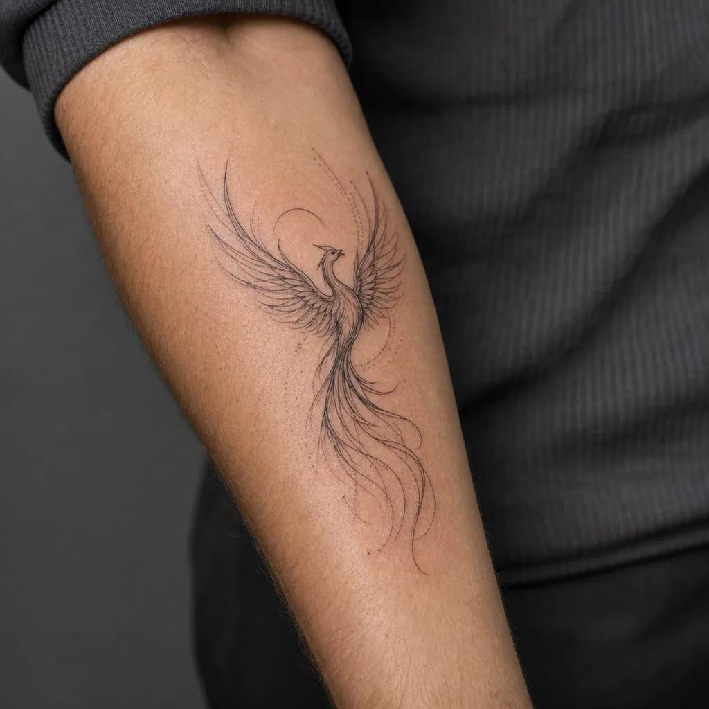 phoenix-tattoo phoenix fineline aufsteigend