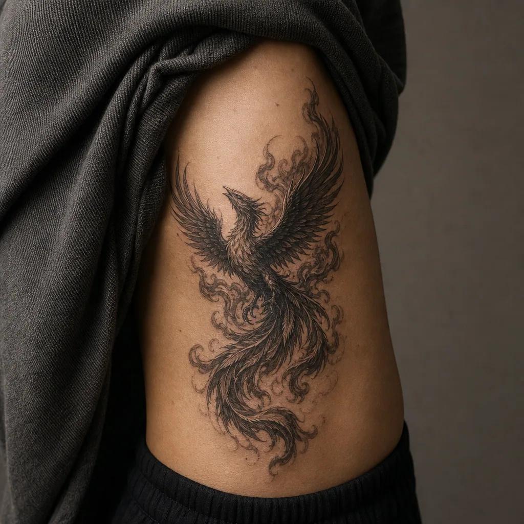 phoenix-tattoo phoenix realismus flammen