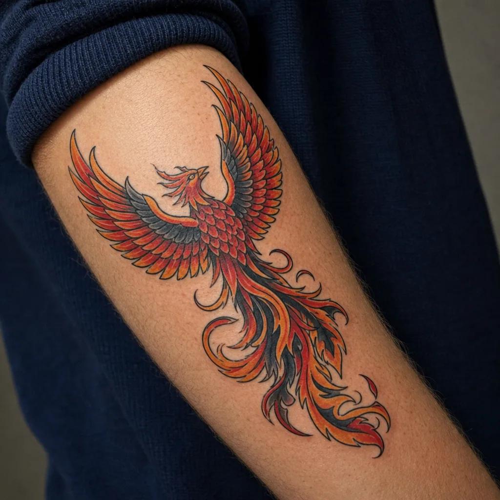 phoenix-tattoo phoenix old school flammend