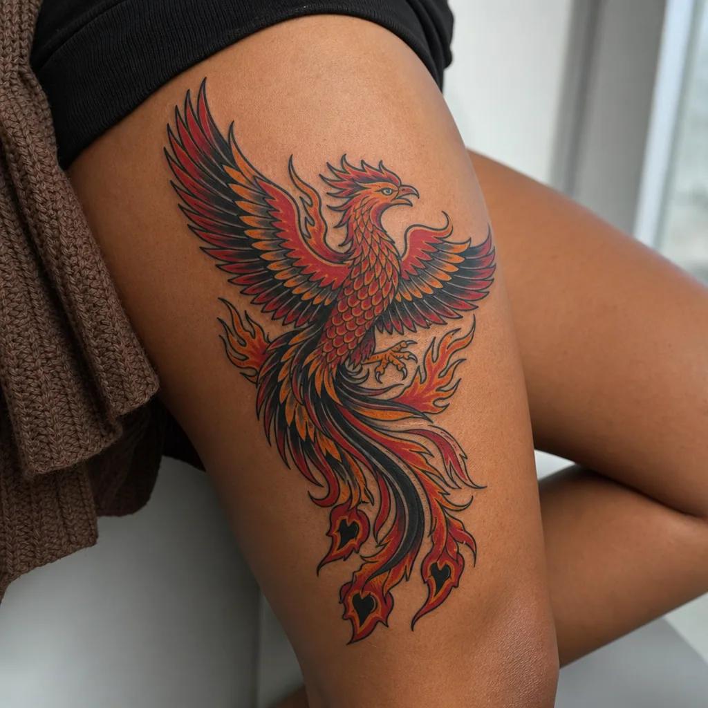 phoenix-tattoo phoenix old school flammend