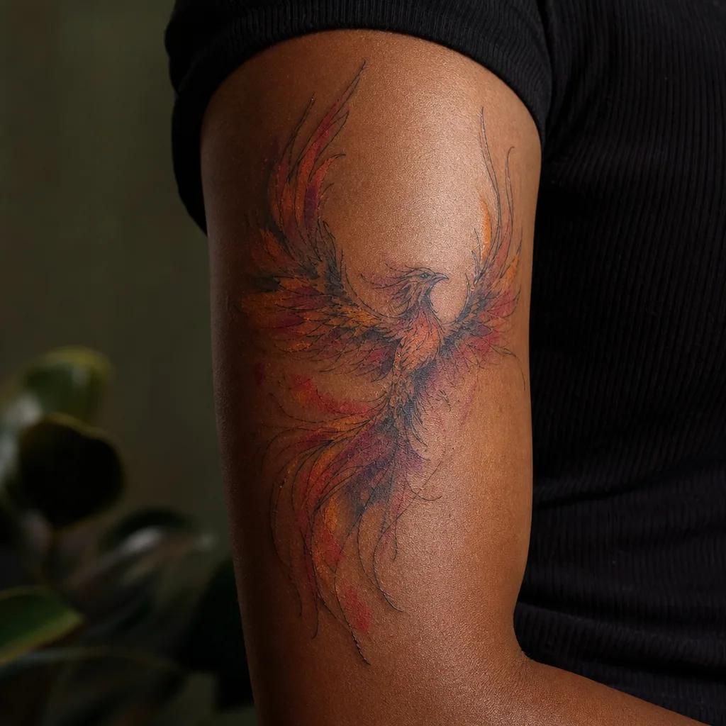 phoenix-tattoo phoenix watercolor wiedergeburt