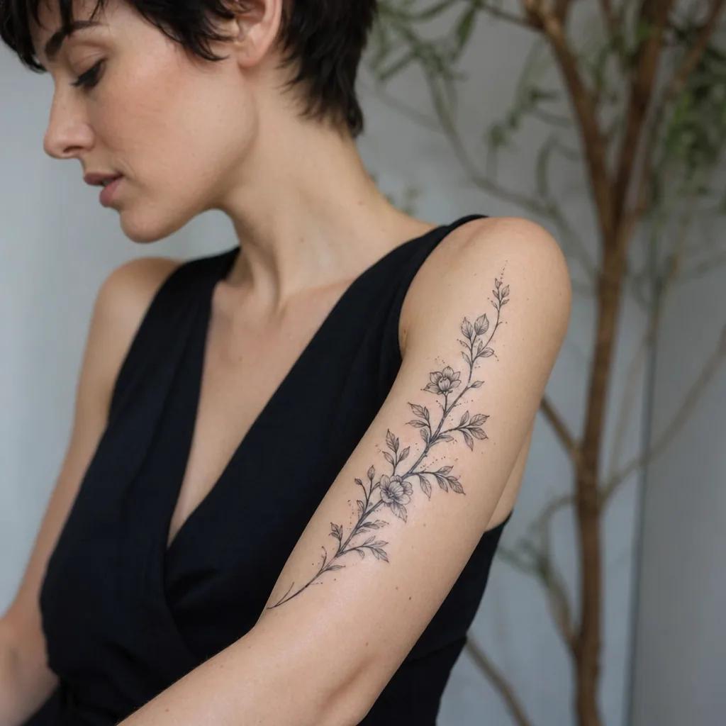 unterarm-tattoo florale komposition, Foto auf echter Haut