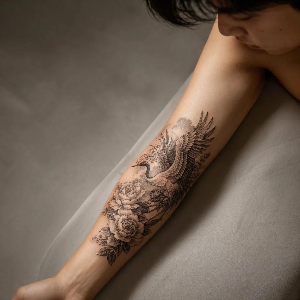 unterarm-tattoo totenkopf und rosen, Foto auf echter Haut