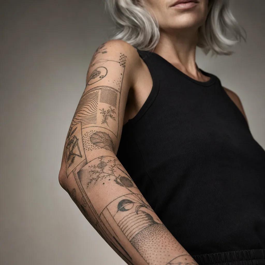 unterarm-tattoo unterarm-patchwork, Foto auf echter Haut
