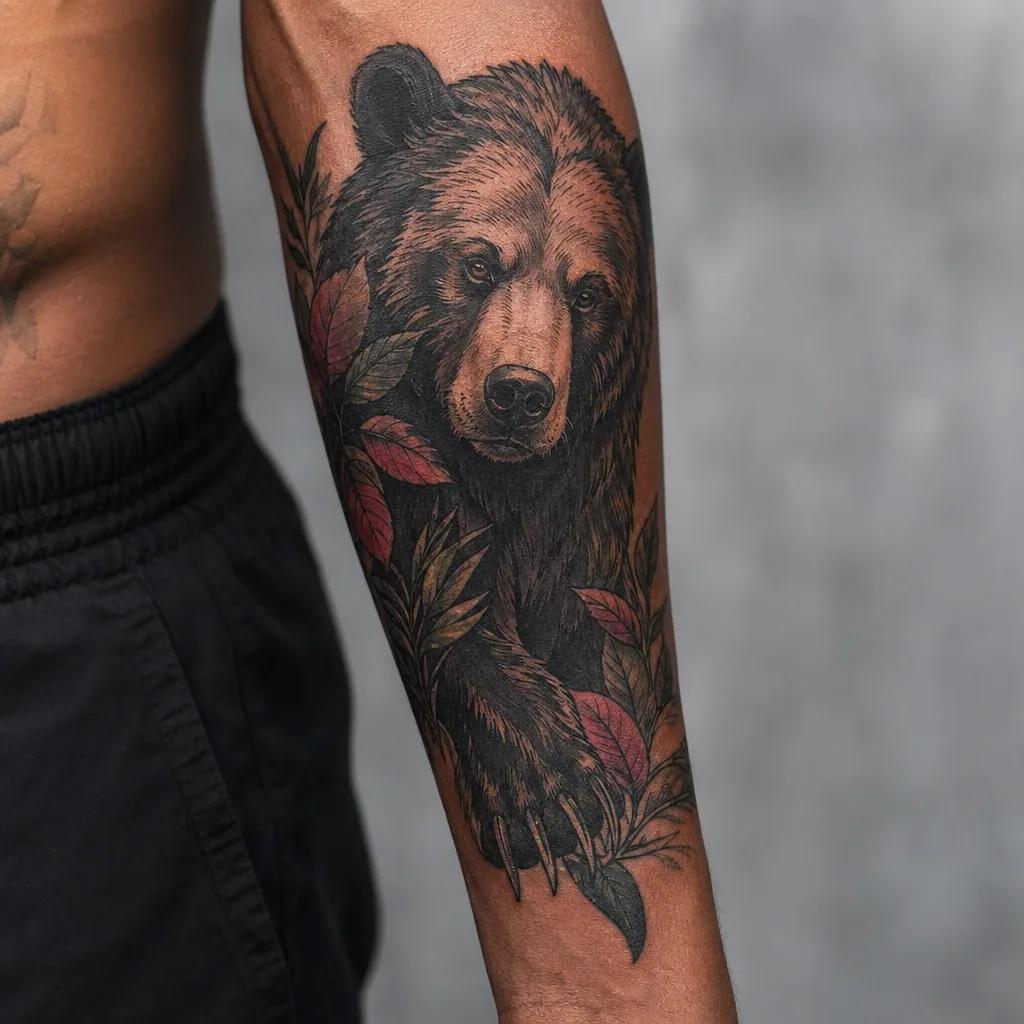 unterarm mann-tattoo neo-traditional bär