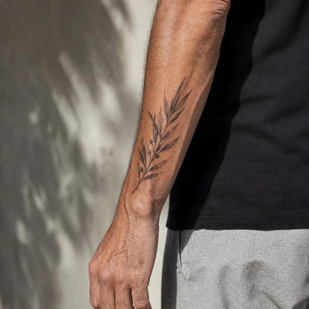 unterarm mann-tattoo olivenzweig