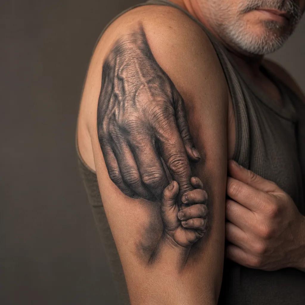 vater und sohn-tattoo blackwork-silhouette vater-sohn