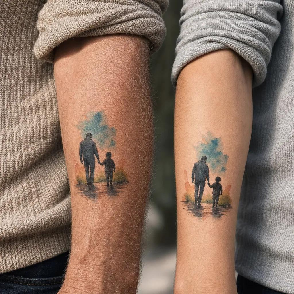 vater und sohn-tattoo familien-patchwork flash